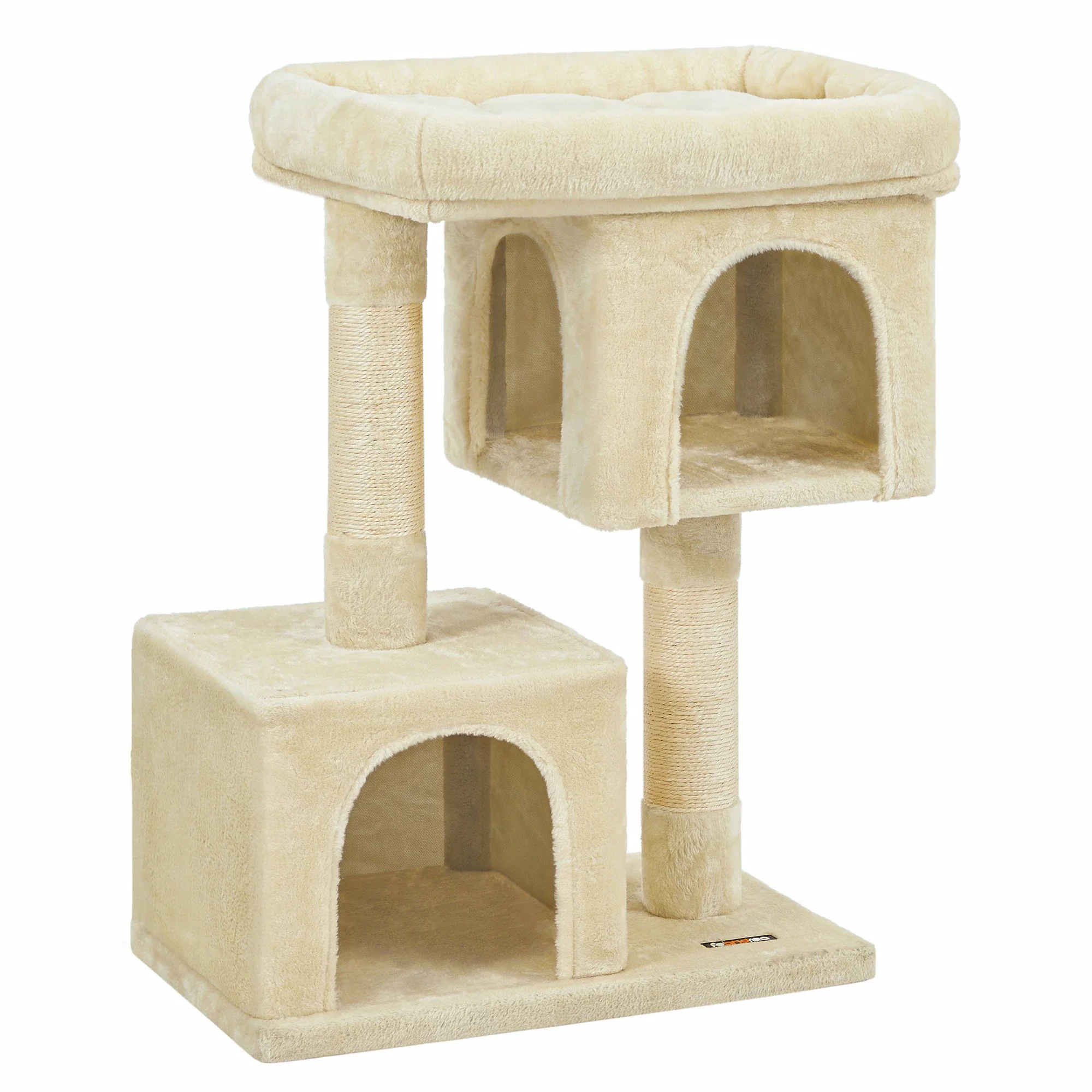 Petit arbre à chat 84 cm – 2 niches fermées & perchoir moelleux – Image 2