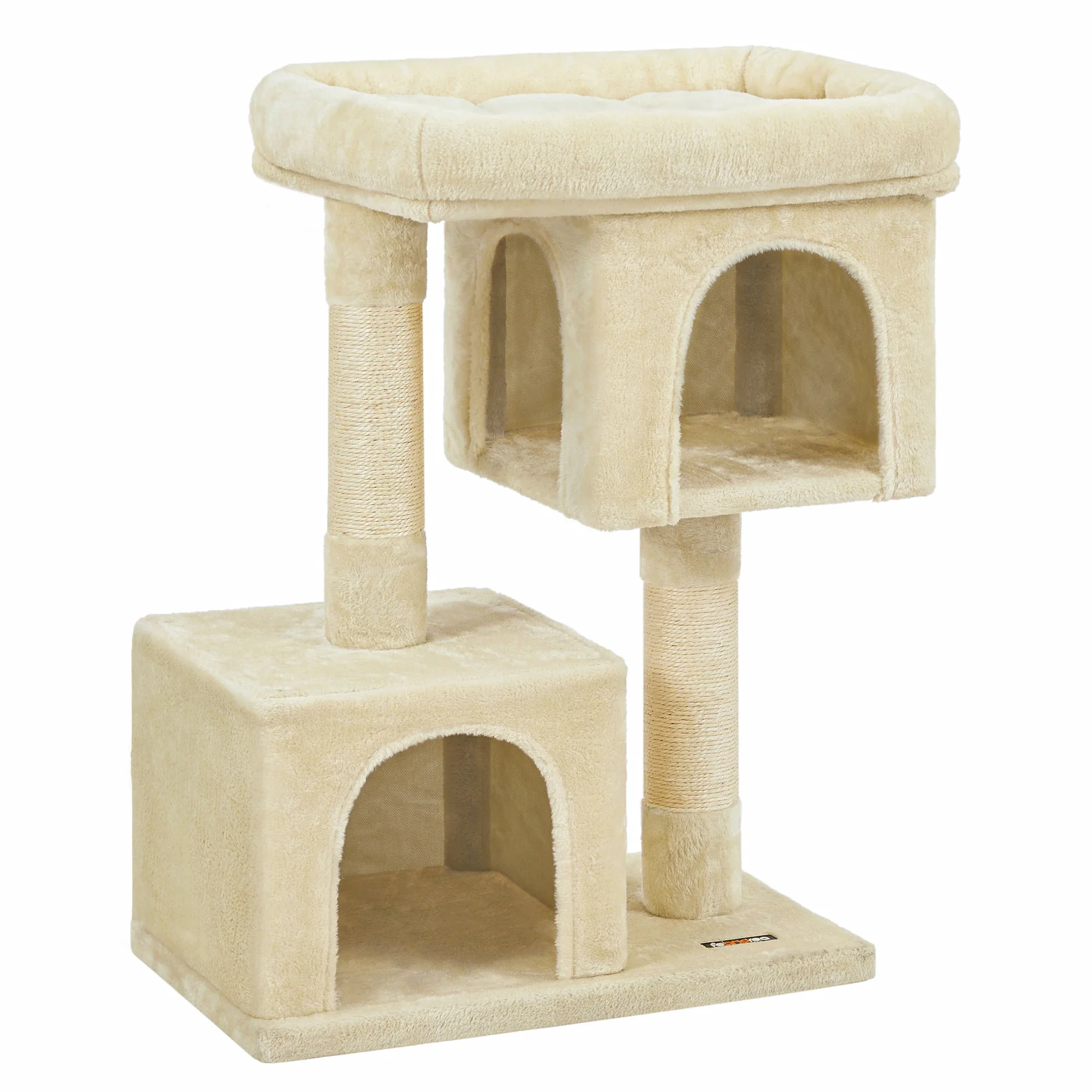 Petit arbre à chat 84 cm – 2 niches fermées & perchoir moelleux – Image 7