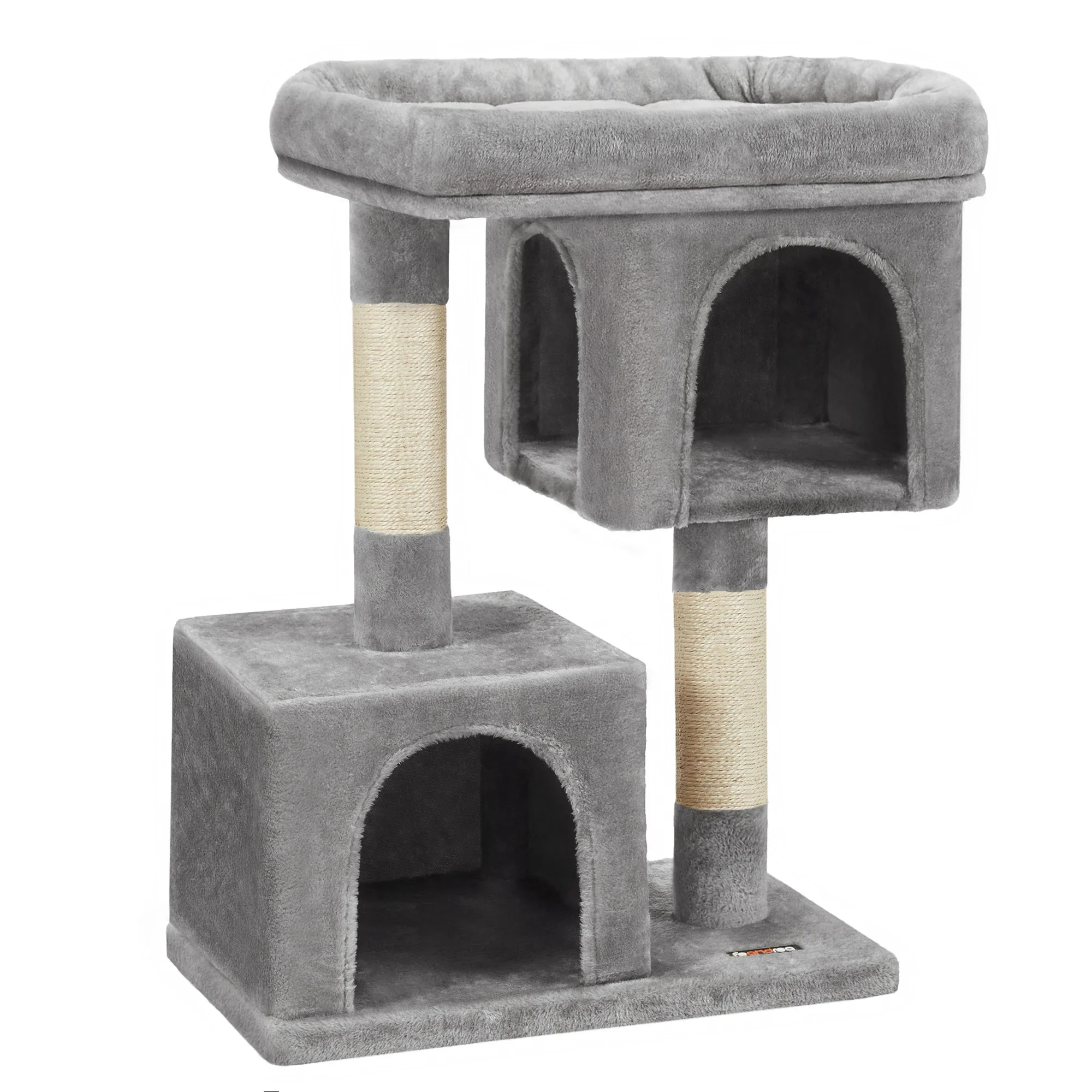 Petit arbre à chat 84 cm – 2 niches fermées & perchoir moelleux – Image 9