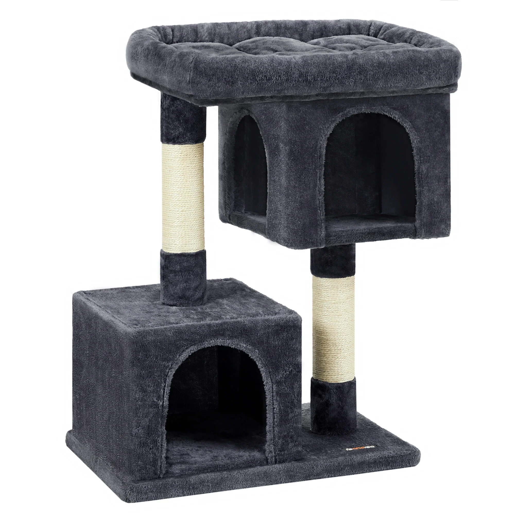 Petit arbre à chat 84 cm – 2 niches fermées & perchoir moelleux – Image 8